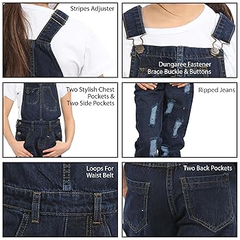 denim dangaree kidsアウター Amazon.com: Kids Girls Denim Dungaree Full Length Ripped